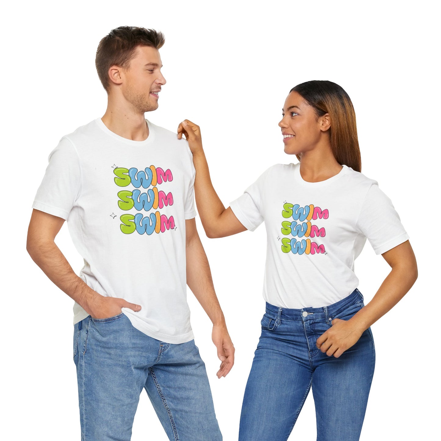 Retro Swim T-Shirt - Unisex Jersey Short Sleeve Tee for Summer Fun