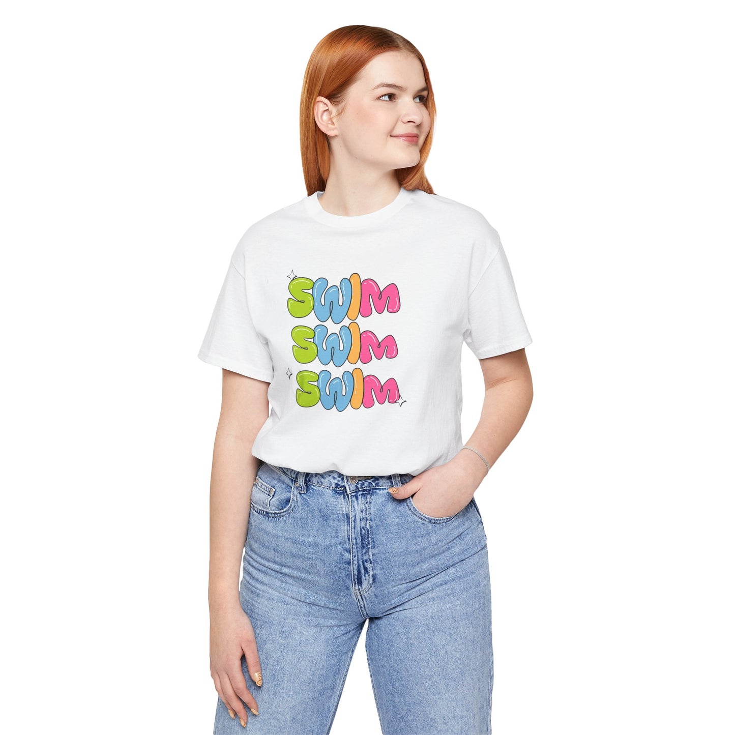 Retro Swim T-Shirt - Unisex Jersey Short Sleeve Tee for Summer Fun