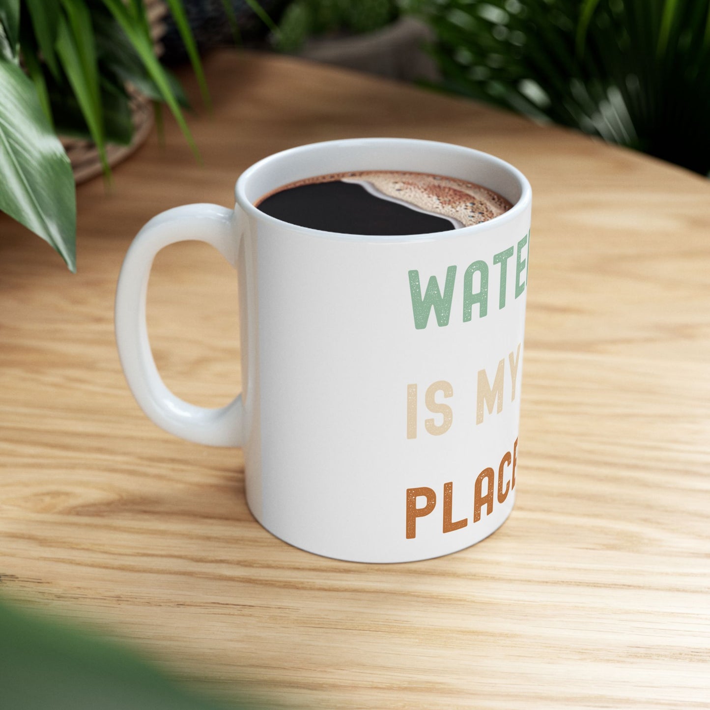 Ceramic Mug - "Water is My Happy Place" - Fun Motivational Coffee Cup for Nature Lovers