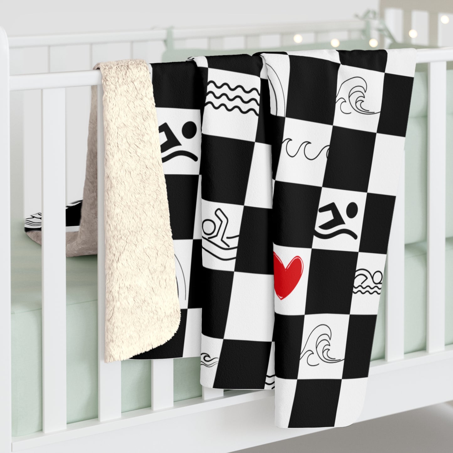 Sherpa Fleece Blanket - Swimmers and Waves Cozy Throw